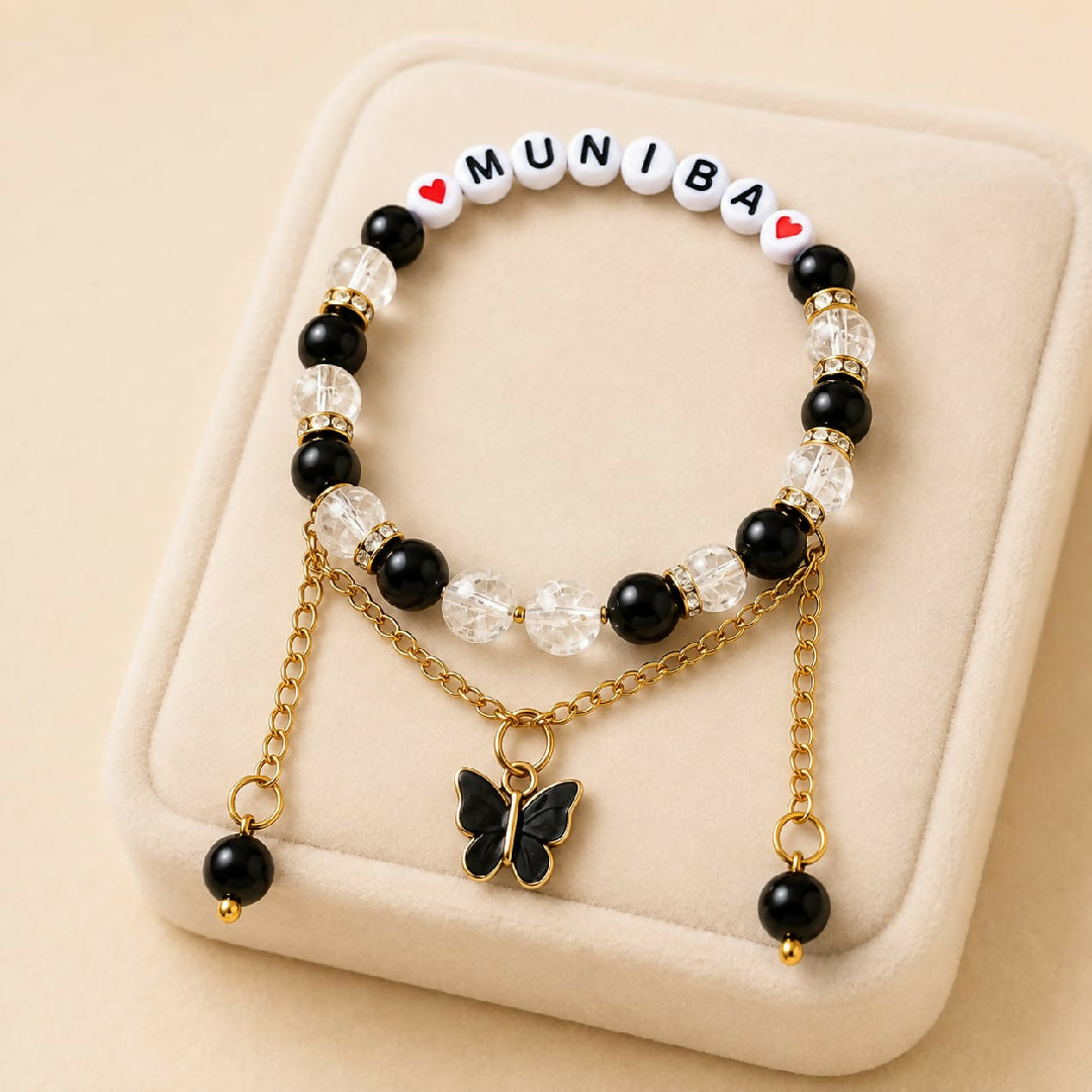 Personalized Custom Name Beaded Bracelet for Women Handmade Letter Bead Bracelet Unique Gift for Mom Sister Wife Best Friend