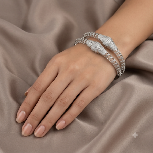 Zircon Pavé Silver Bangles