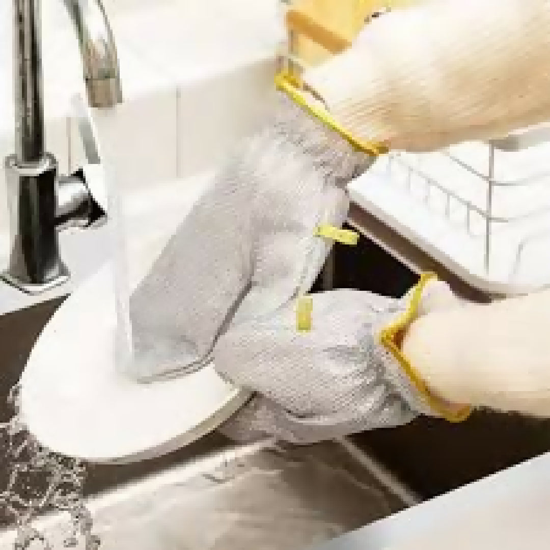 New Steel Wire Dishwashing Gloves for Kitchen Cleaning Waterproof Insulated Multifunctional Household Cleaning Gloves Heat Resistant Reusable for Washing Dishes Pot Scrubbing Laundry and Gardening Durable Skin Friendly
