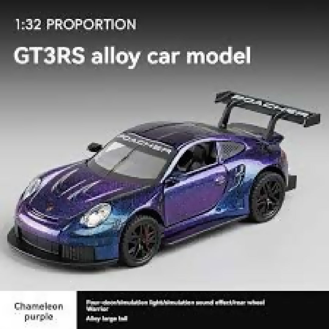 1 32 Porsche 911 GT3 RS Diecast Metal Pull Back Car 4 Openable Doors with Sound and Light Perfect Toy and Gift for Kids