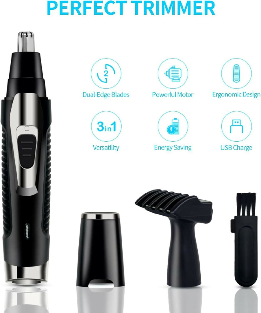 Ear Nose Hair Trimmer for Men Women USB Rechargeable Electric Facial Hair Trimmer with Dual-Edge Stainless Steel Blades