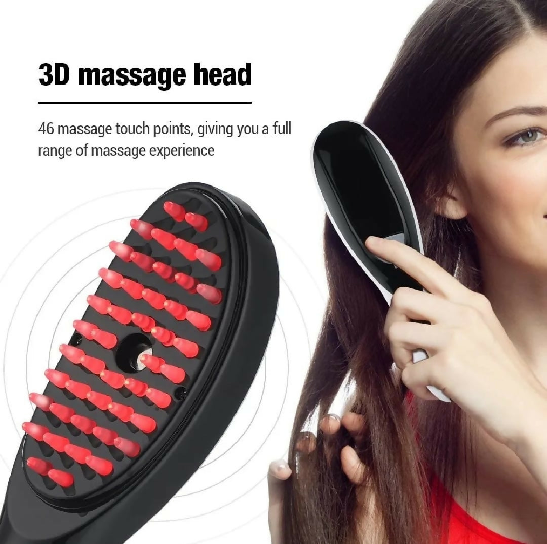 Rechargeable Electric Hair Growth Comb with Steam Spray & Red-Blue LED Therapy – Scalp Massage Anti Hair Fall Brush