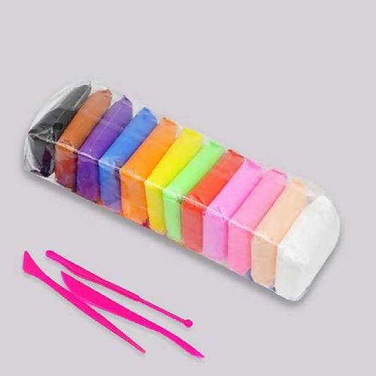 Clay Foamic Soft Polymer Pack of 12 Pcs For Kids with Free Tools