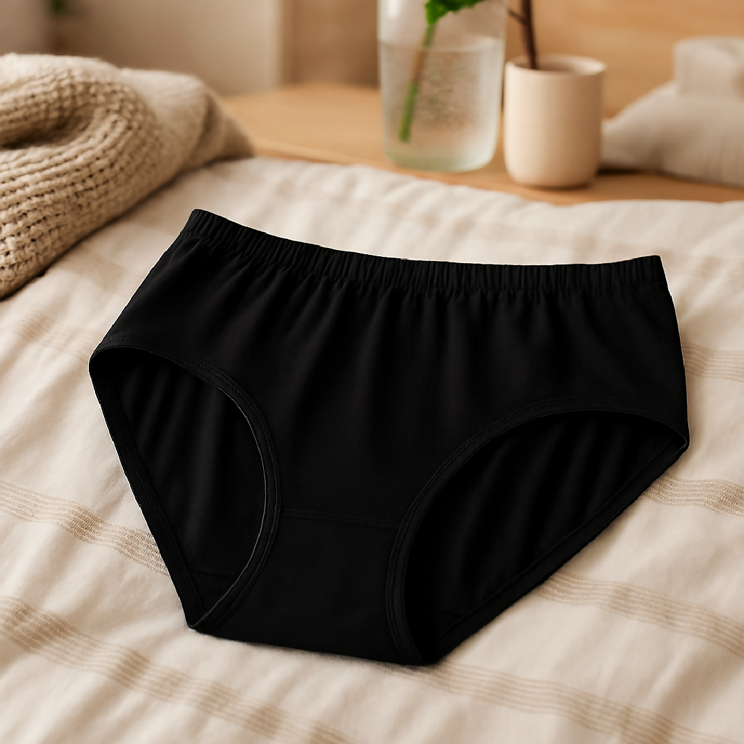 High Quality Pure Cotton Soft Fabric Panty - Comfortable Everyday Wear - Black - S M L - Large