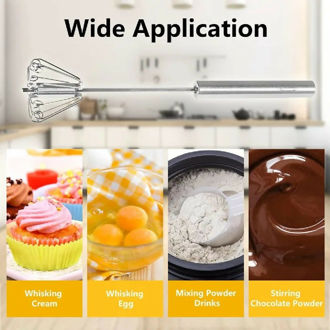 Hand Pressure Semi-Automatic Egg Beater Kitchen Accessories Tools Self Turning Cream Utensils Whisk Manual Mixer - 40 by 7-5 cm