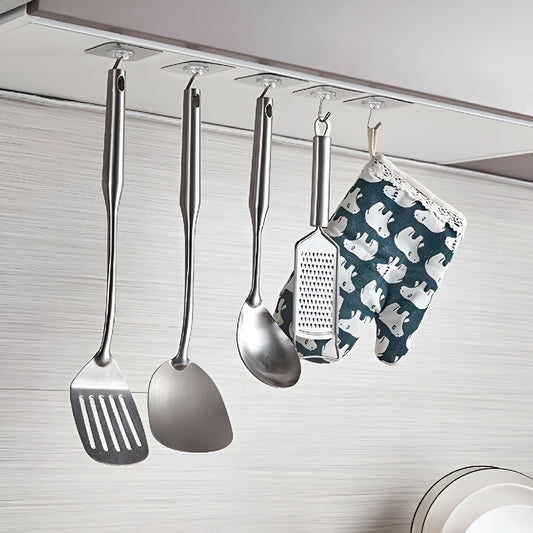 Transparent Self-Adhesive Wall Hooks - Strong Hold - No Drill - Damage-Free Hanging - Pack of 10