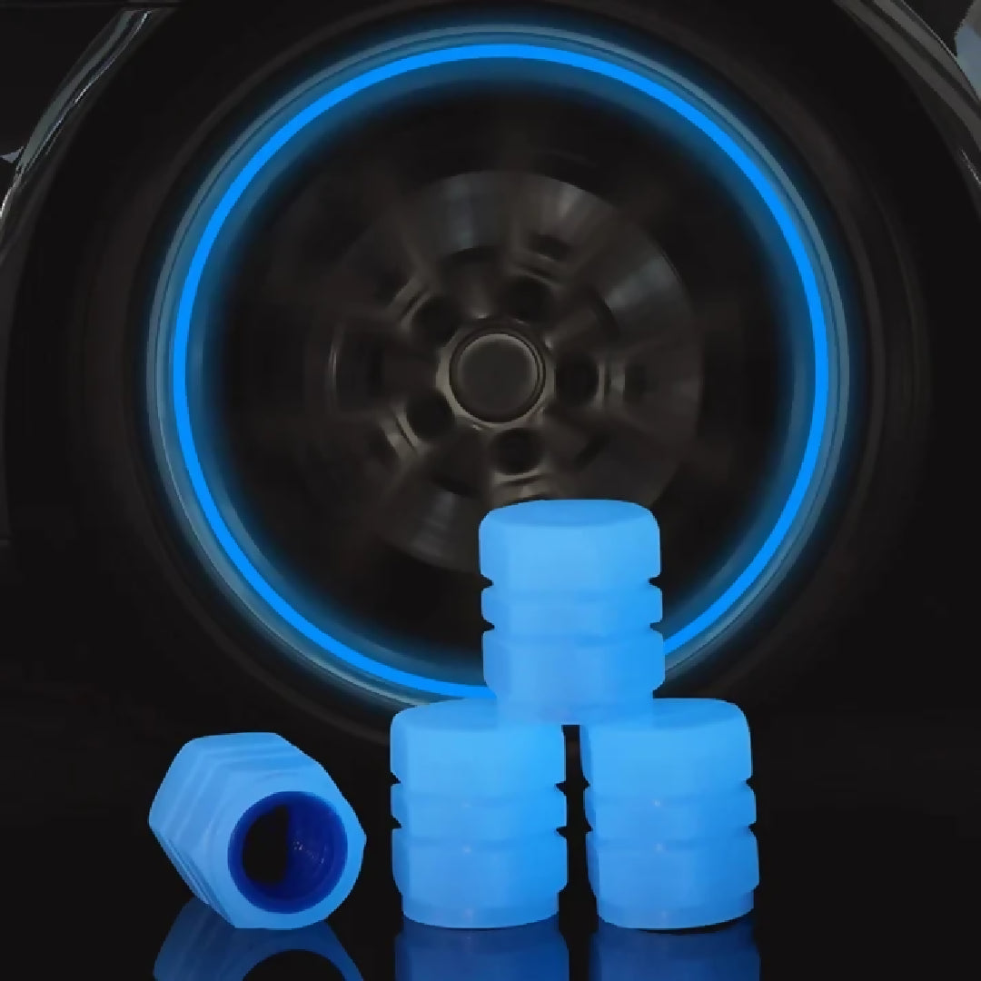 PACK OF 4 Glow in The Dark Tire Valve Caps Fluorescent Stem Car Universal Air Cap Auto Covers Cars Motorcycles SUV Trucks Bikes Accessories Random Colors