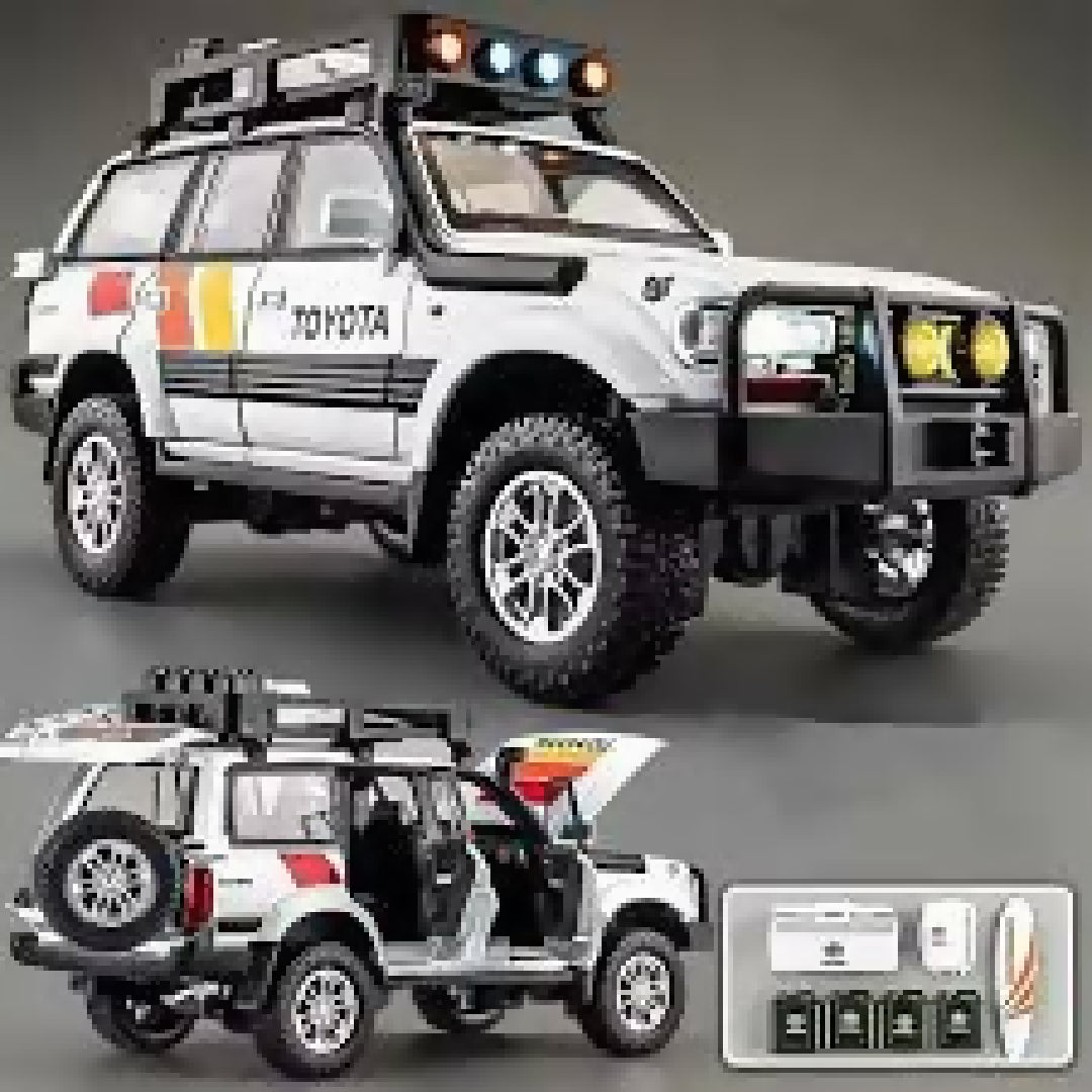 Toyota Land Cruiser LC80 Model Car Sports Car Alloy Metal Pull Back Car Diecast Metal Pullback Toy Car with Openable Doors and Light Music Toys for Kids Random Color