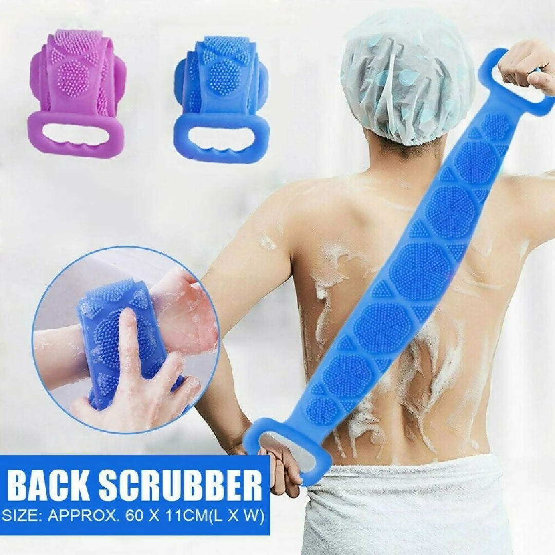 Pack of 2 Silicone Back Scrubber Bath Belts - Double-Sided Exfoliating Body Scrubbers for Gentle Deep Cleansing - Smooth Skin