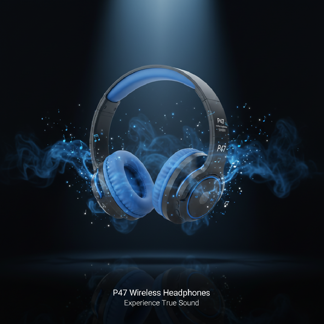P47 Wireless Bluetooth Headphones Blue