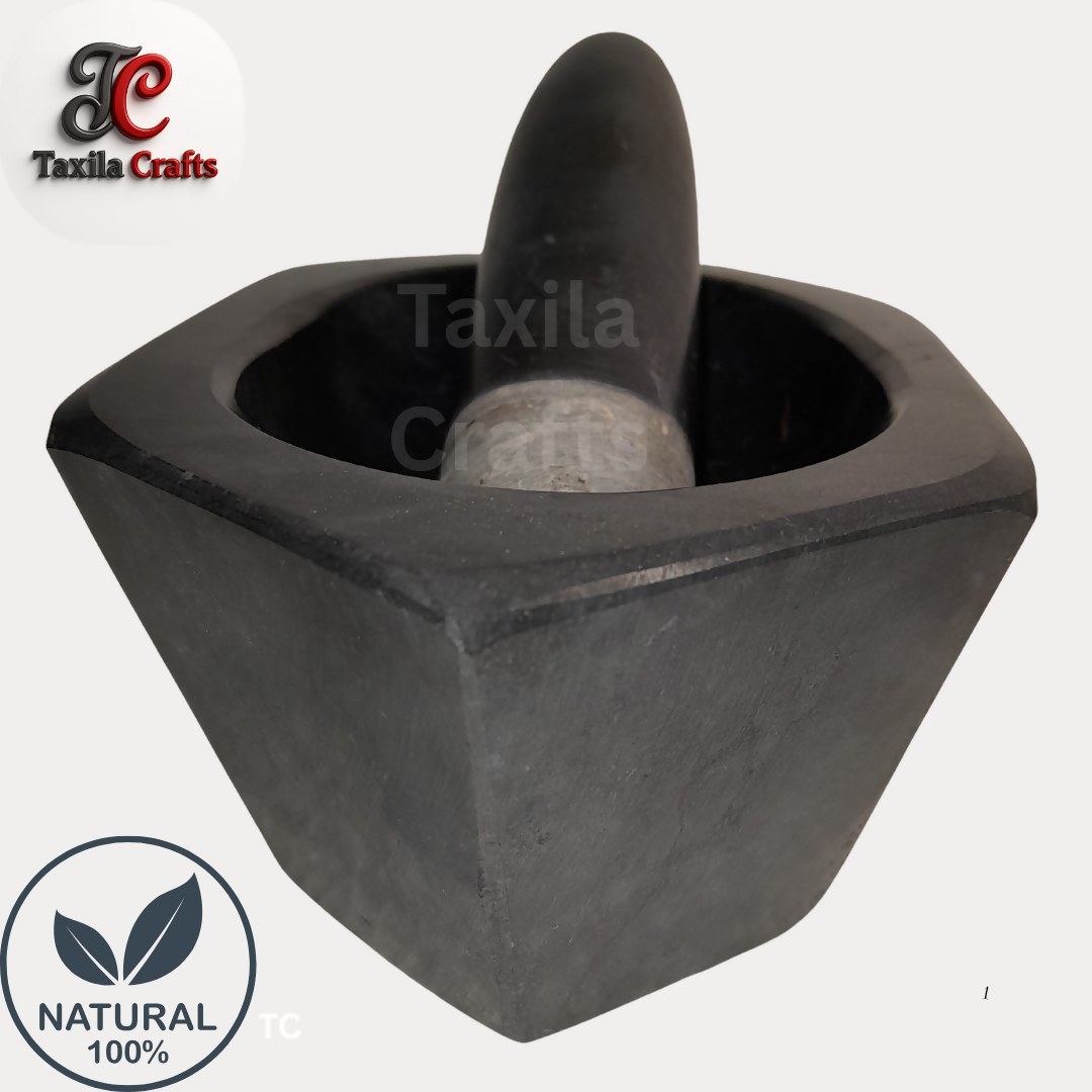 Taxila Crafts 8 Inch Taxila Hills Black Stone Kharal Chattu Watta Langri Danda Handmade