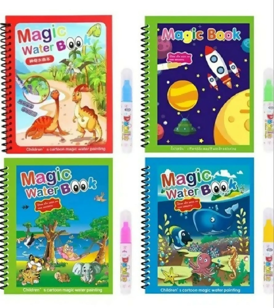 Magic Water Coloring Book for Kids - Reusable Drawing and Painting Fun Random Colors and Designs