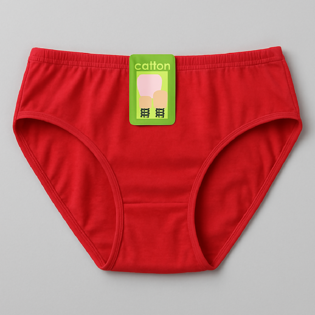 Piece) - Large Jersey Plain Panty for Women - Soft Comfortable Everyday Underwear - Lightweight and Breathable Lingerie in Red - 1 Piece - Large