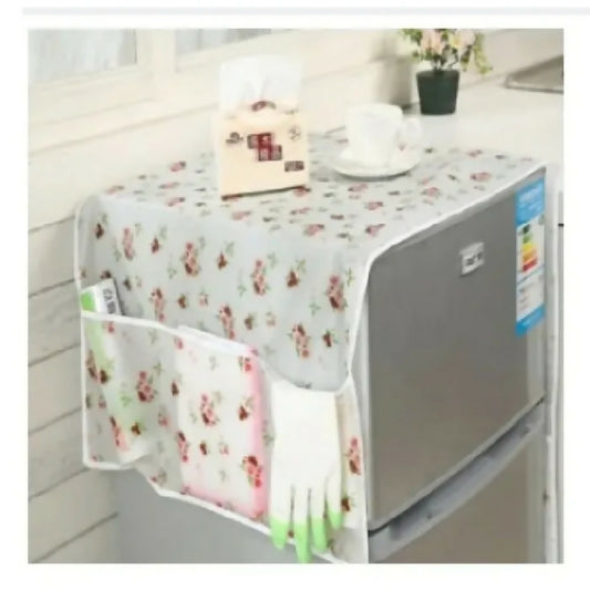 Fridge Dust Proof Cover with Side Storage Pockets Waterproof Freezer Top Cover Organizer random design and color