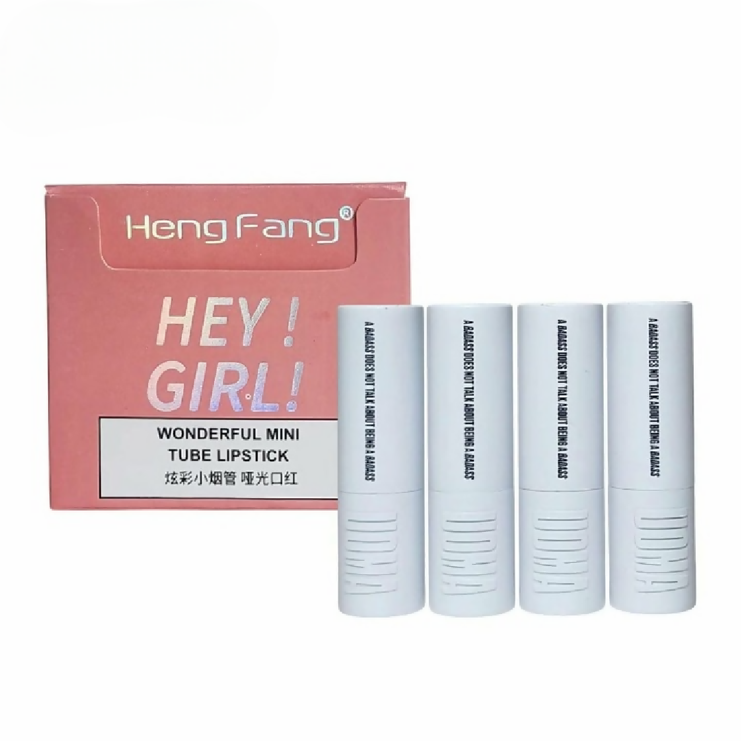 HengFang Hey Girl Mini Velvet Matte Lipstick Set - High Pigment Long-Lasting Lip Color - Pack of 4 Shades