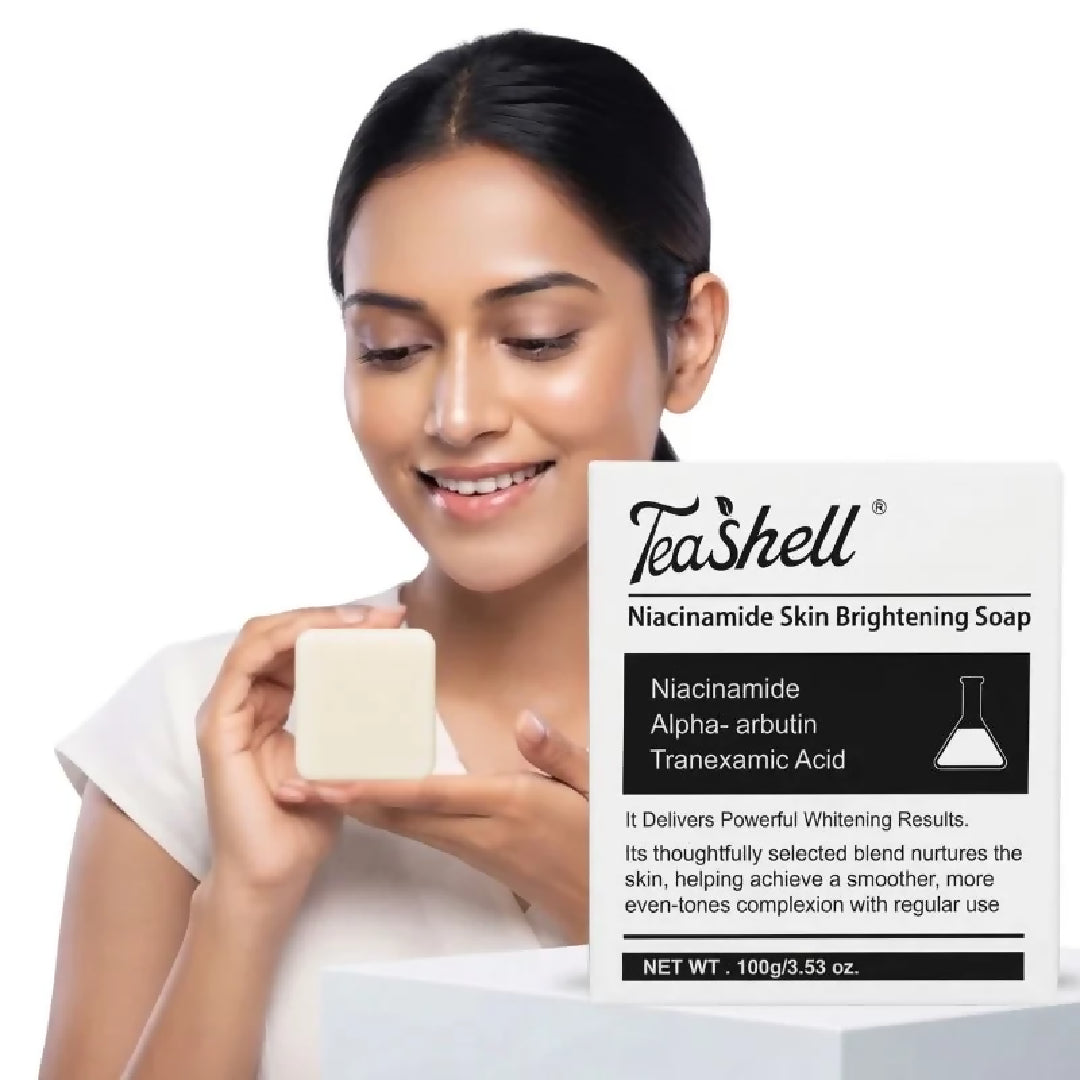 TeaShell Niacinamide Skin Brightening Soap Face Body Brightening Bar with Niacinamide Alpha Arbutin Tranexamic Acid Deep Cleansing Formula For Men Women 100g