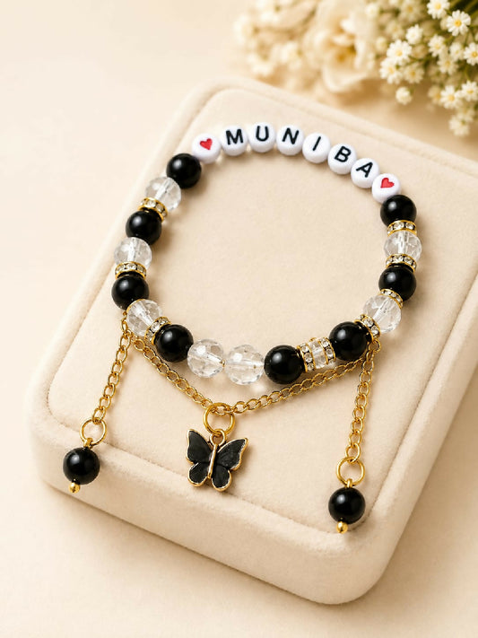 Personalized Custom Name Beaded Bracelet for Women Handmade Letter Bead Bracelet Unique Gift for Mom Sister Wife Best Friend