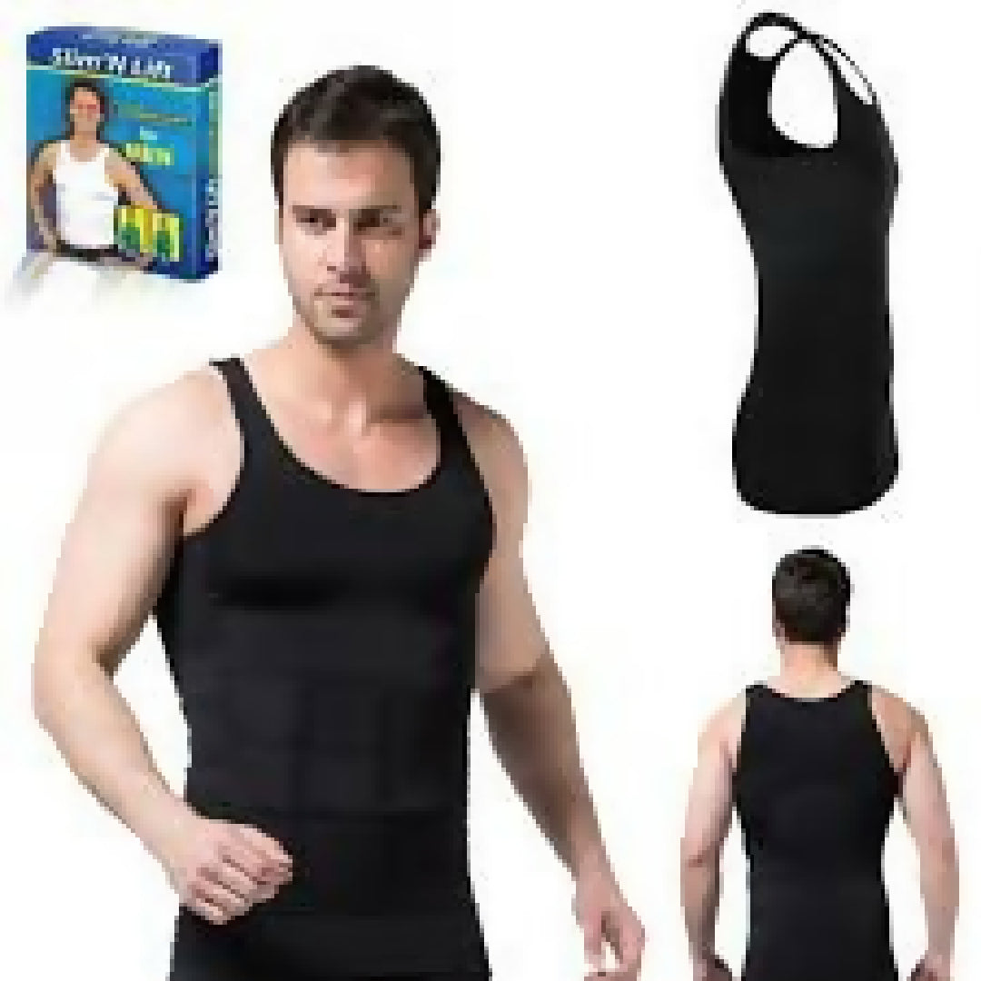 Slim n Fit Body Shaper Vest Shirt Tank Top Sleeveless Shapewear For Men Black