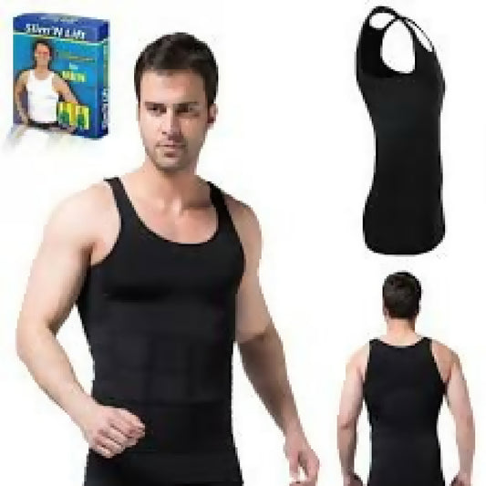 Slim n Fit Body Shaper Vest Shirt Tank Top Sleeveless Shapewear For Men Black