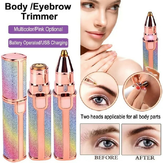 2-in-1 Rechargeable Eyebrow and Facial Hair Trimmer USB Electric Body Face Hair Remover for Women