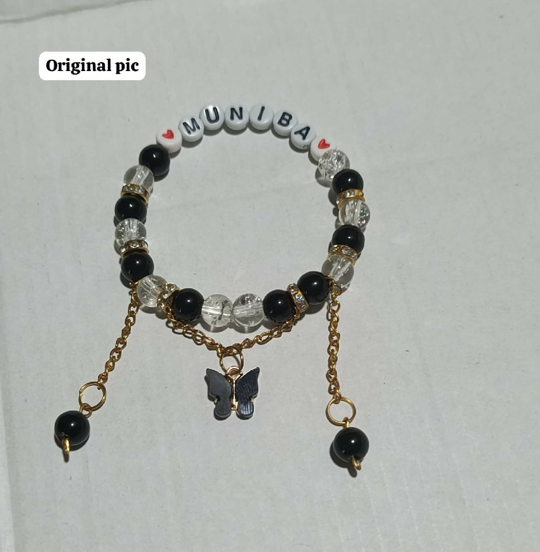 Personalized Custom Name Beaded Bracelet for Women Handmade Letter Bead Bracelet Unique Gift for Mom Sister Wife Best Friend