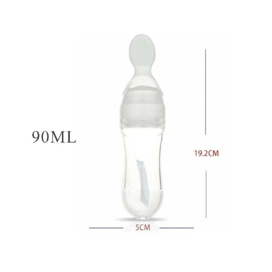 Infant Baby Silica Gel Bottle With A Spoon Newborn Baby Food Supplement Rice Cereal Bottles Milk Feeder