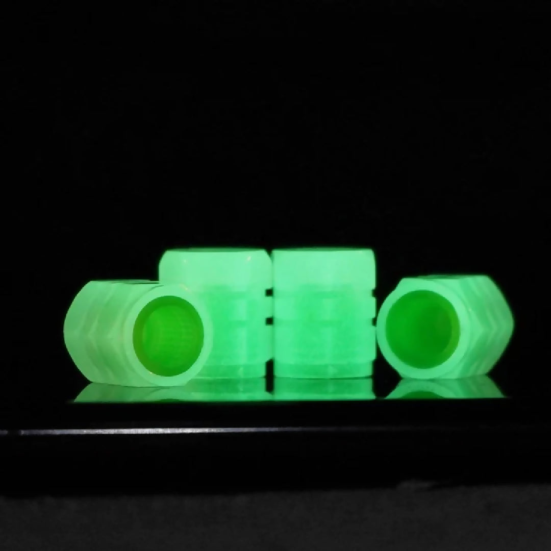 PACK OF 4 Glow in The Dark Tire Valve Caps Fluorescent Stem Car Universal Air Cap Auto Covers Cars Motorcycles SUV Trucks Bikes Accessories Random Colors