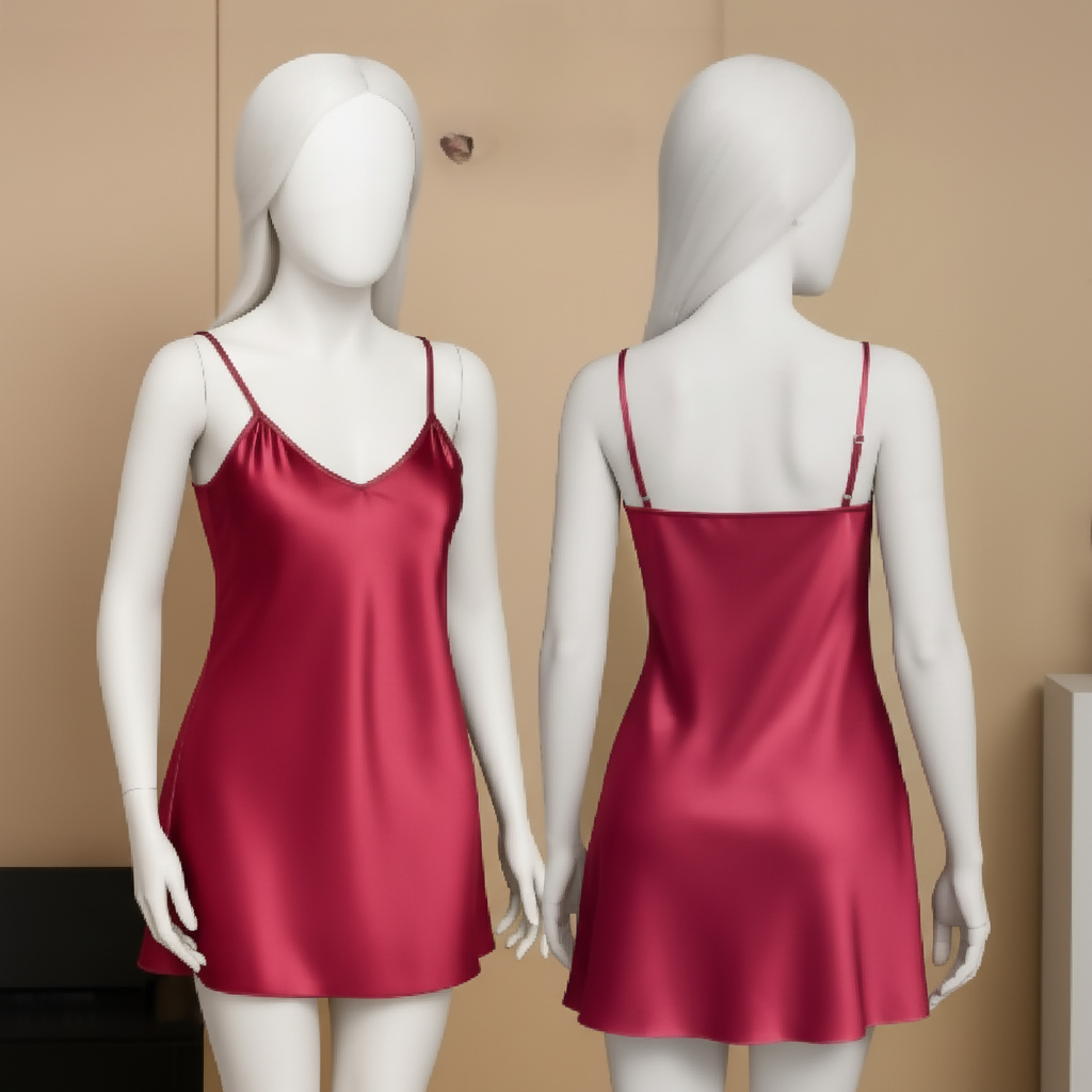 Satin Slip Dress Sleeveless Camisole Free Size