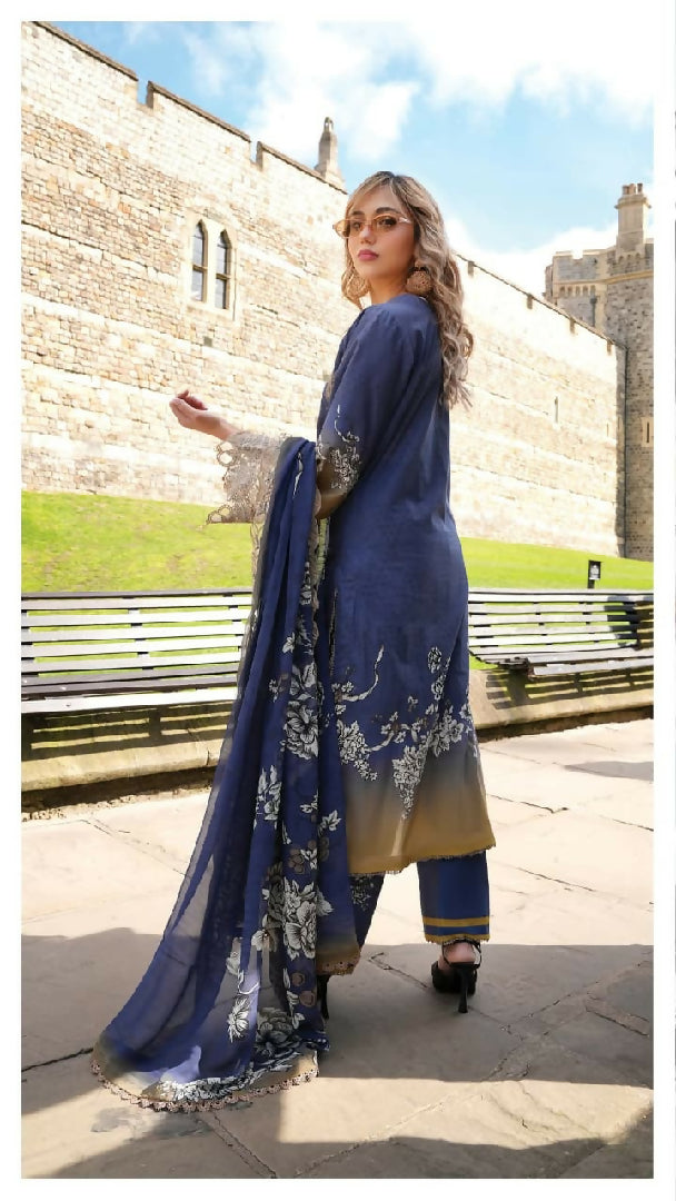 Printkari 3 Piece Unstitched Embroidered