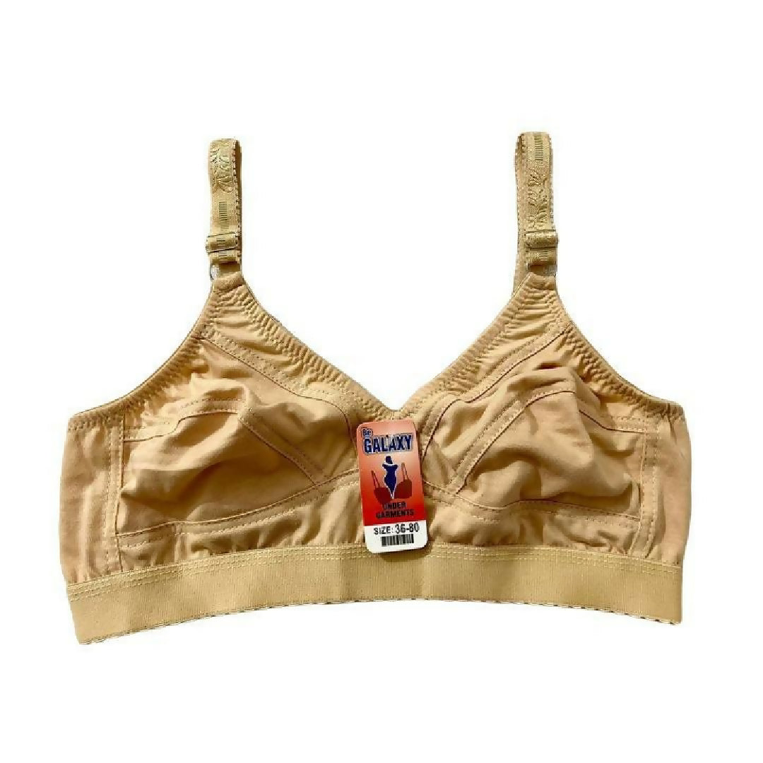 Plain Non-Padded Cotton Bra - Lightweight Comfortable Everyday Wear - Beige - Sizes 32-42 - 32