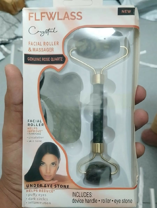 Jade Roller Facial Massager with Gua Sha Tool