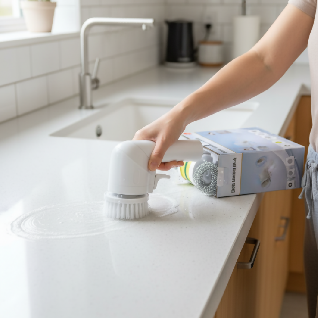 Electric Cleaning Brush With Multiple Attachments For Efficient Home Cleaning 360 Rotating Scrubber With Sponge Brush And Steel Wool Heads