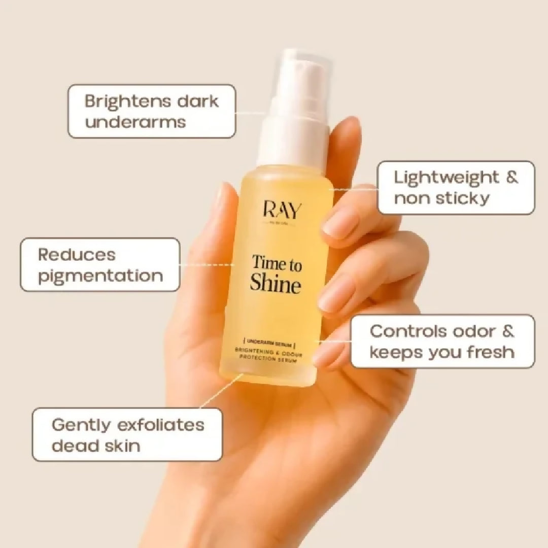 Ray Time To Shine Underarm Serum Brightening Underarm Serum with Niacinamide Alpha Arbutin Hyaluronic Acid Lightweight Daily Care 30ml