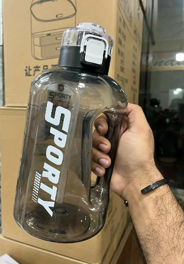 Sporty Water Bottle BPA Free Premium Quality with Time Marker 1L Large Sports Water Bottle with Handle Leak Proof for Fitness Gym Outdoor Travel Daily Use