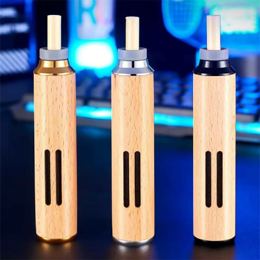 Wooden Car Ashtray Mini Portable Handheld Ash Holder with Anti Soot Flying Cover for Driving Office Use
