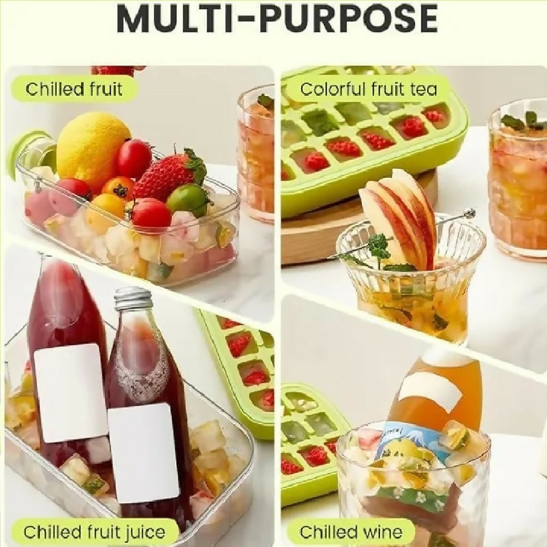 2 in 1 Zero Touch Ice Cube Bottle with Press Release Tray Lid