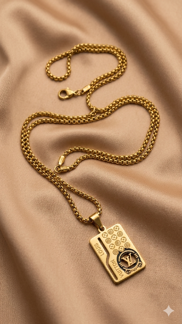 Mens Designer-Inspired Monogram Dog Tag Pendant