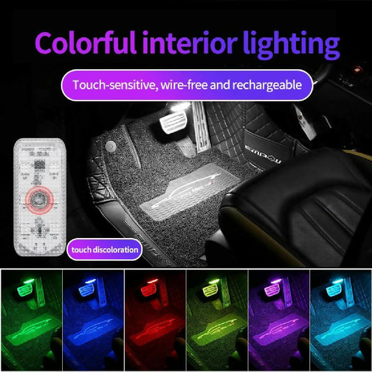 Car LED Lights Interior Magnetic Auto Interior lighting USB Rechargeable Portable LED Lights Car Night Reading Car Ambient Lighting 7 Colors - Random Color