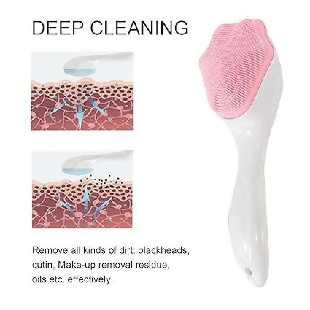 1 PCs Silicone Face Scrubber Exfoliating Brush Manual Handheld Massager Facial Cleansing and Blackhead Scrubber Soft Bristles for Face Skincare Random Color