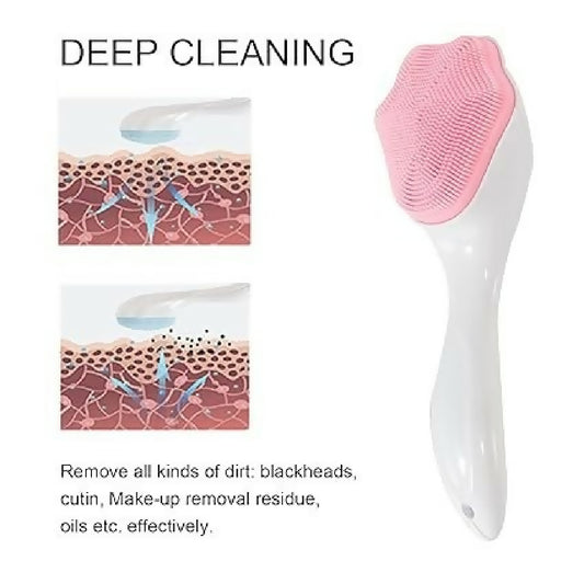 1 PCs Silicone Face Scrubber Exfoliating Brush Manual Handheld Massager Facial Cleansing and Blackhead Scrubber Soft Bristles for Face Skincare Random Color