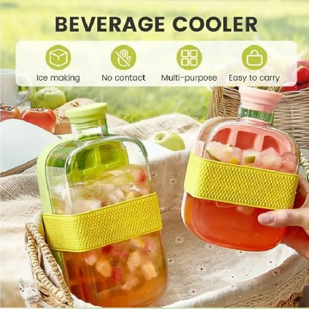 2 in 1 Zero Touch Ice Cube Bottle with Press Release Tray Lid