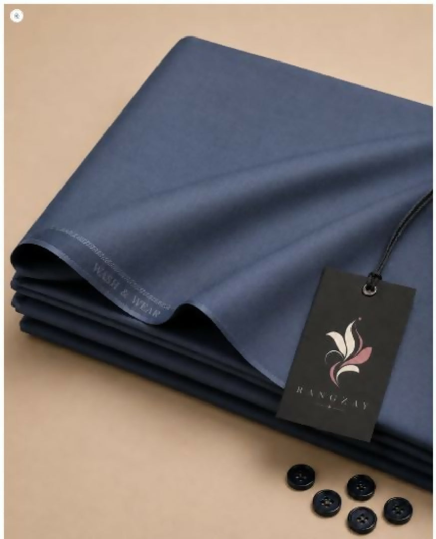 Steel Blue Wash n Wear unstitched four meter fabric