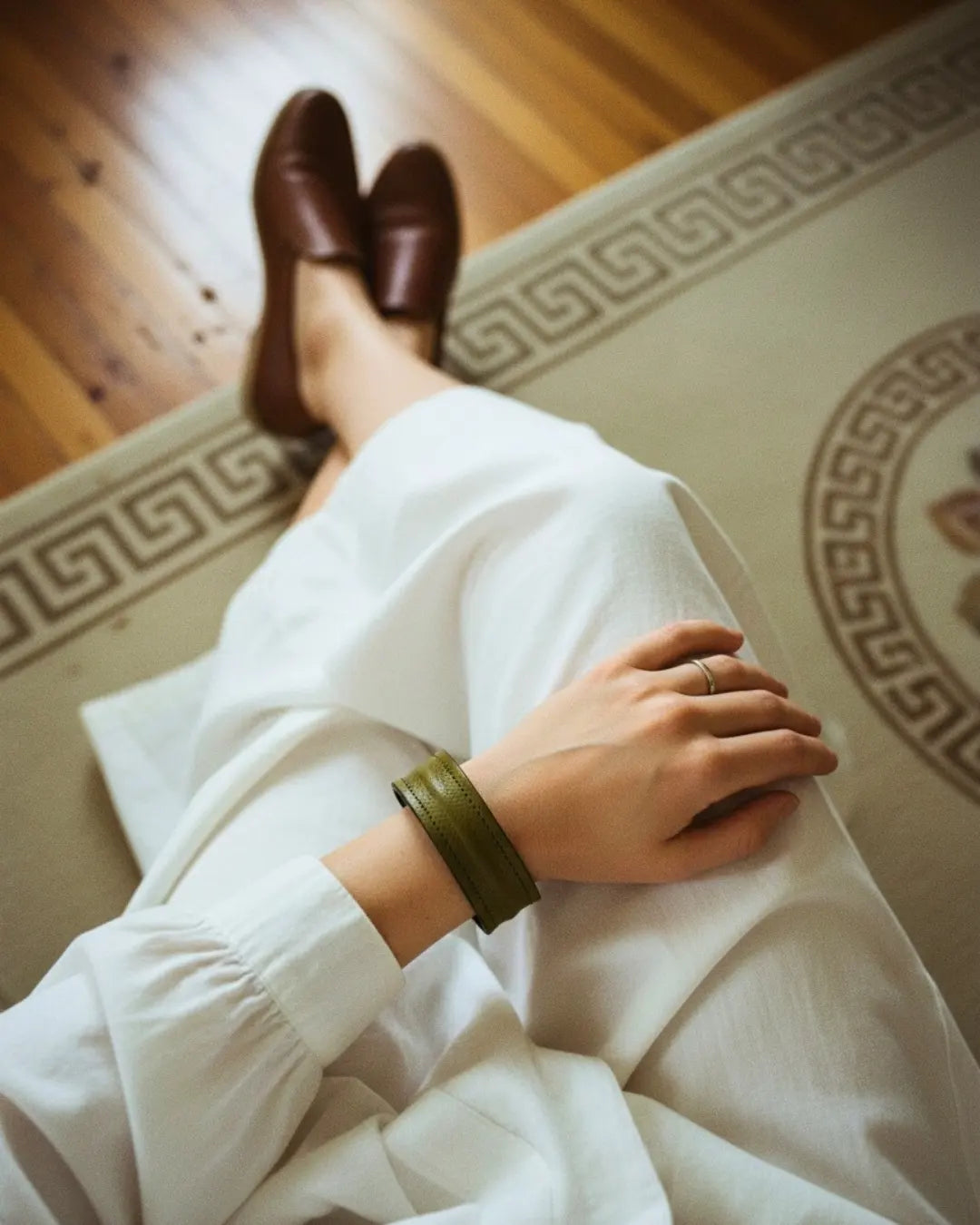 The Grit - Moss Olive - Kara Style Leather Bracelet / Leather Cuff