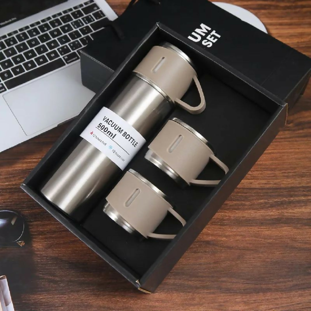 Vacuum Flask Set 500ml 12 Hour Lasting Hot Cool 304 Steel Body