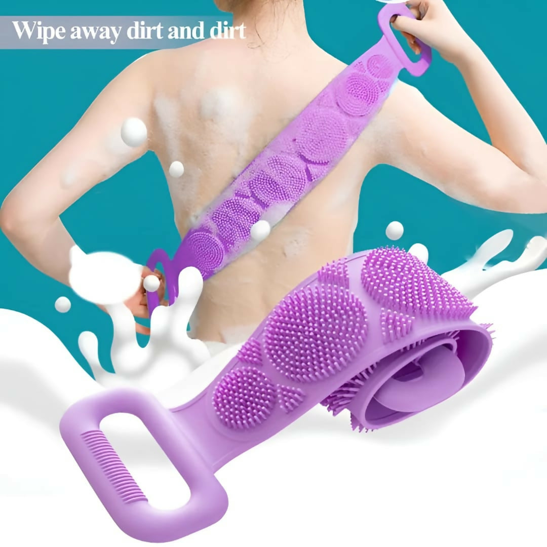 2-in-1 Silicone Bath Brush Back Scrubber Combo Deal Body Massage Bath Brush Silicone Back Scrubber Belt