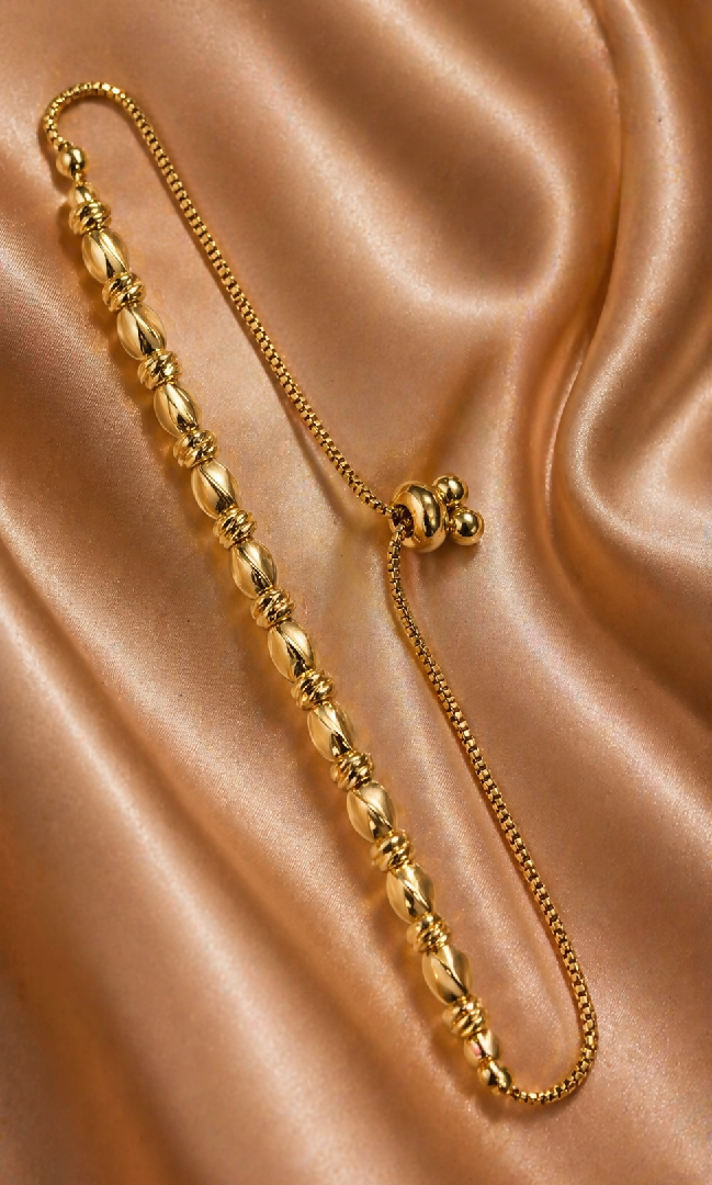 Golden Ellipse Textured Bolo Bracelet