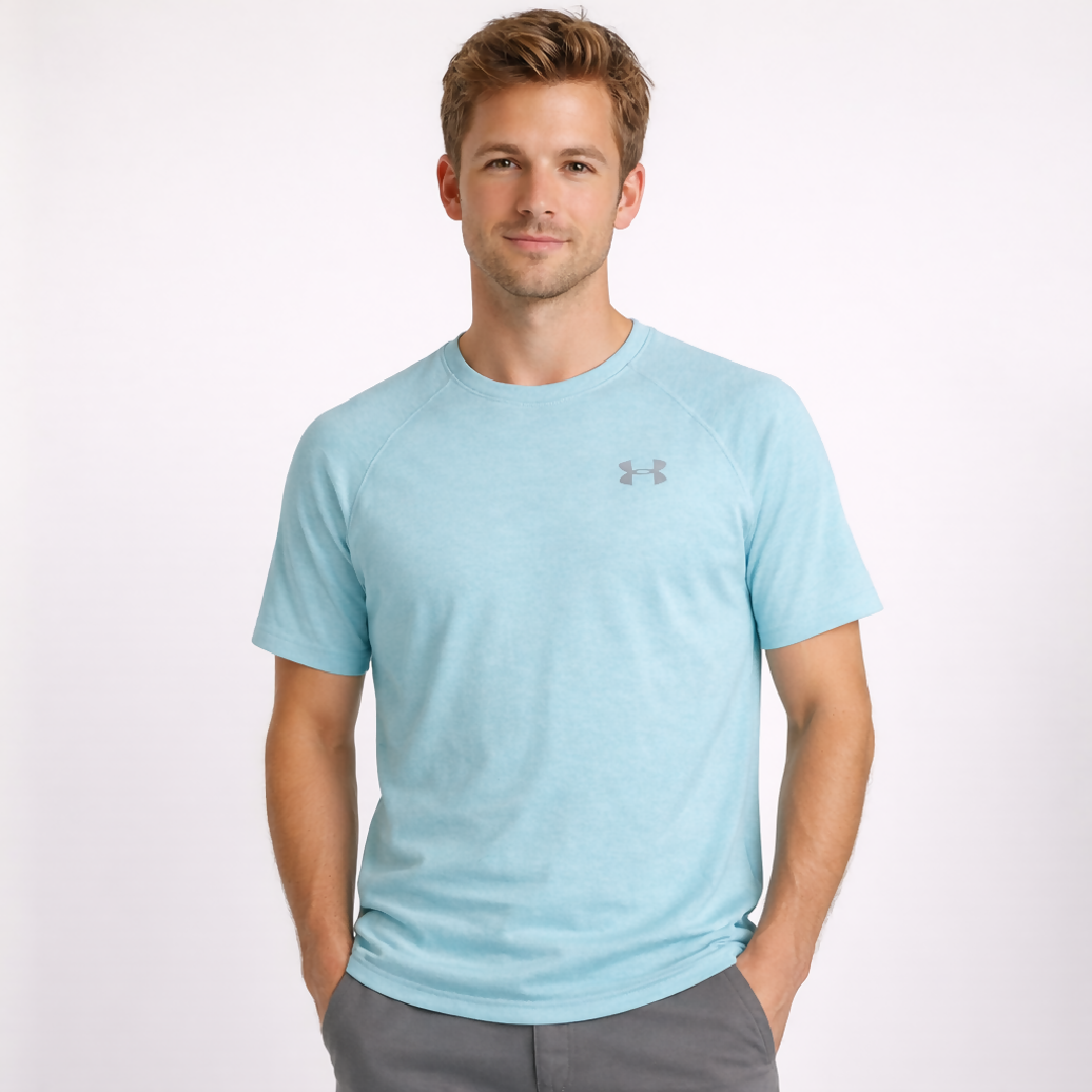 Mens Dry Fit Performance T Shirt Light Blue