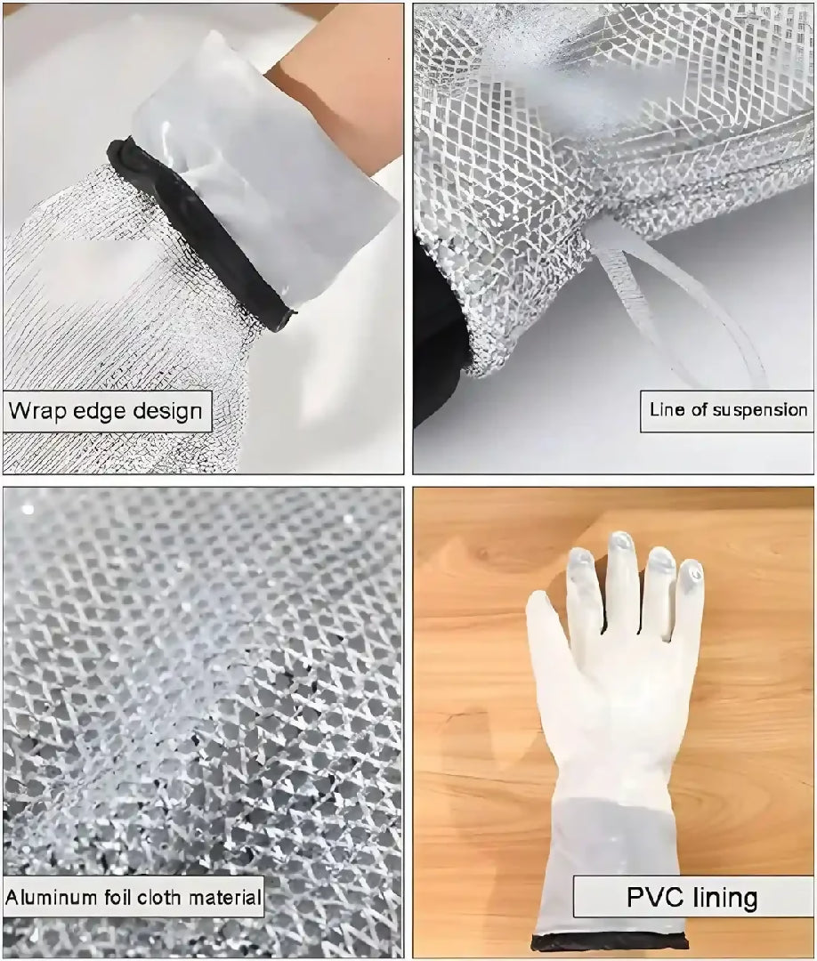 1 pcs Multipurpose Wire Dishwashing Gloves - Dishwashing Rags for Wet and Dry - Steel Wire Miracle Cleaning Cloth with Glove Shape - Non-Scratch Wire Dish Cloths - Anti-heat Aluminium Gloves