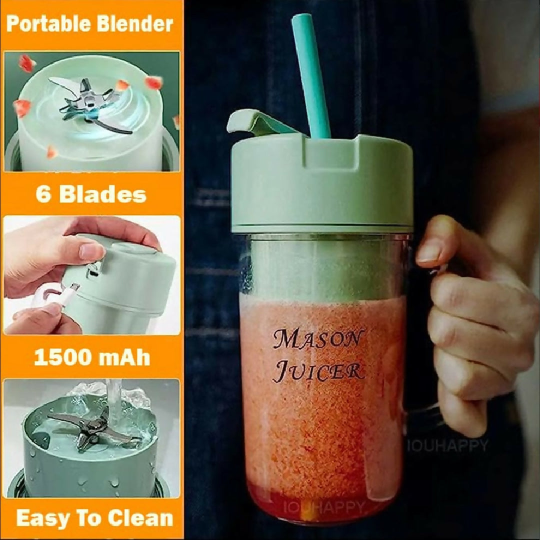 Mason Portable Mini Juicer Blender With Straw Cup - Juicer Portable Outdoor Juicing Cup - Random Color