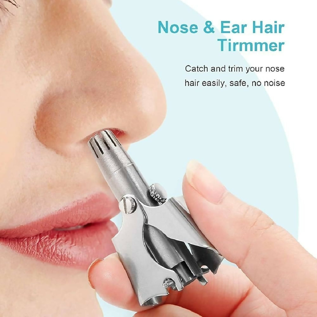 Mini Portable Stainless Steel Nose Hair Trimmer - Manual Safe Grooming Tool for Men and Women